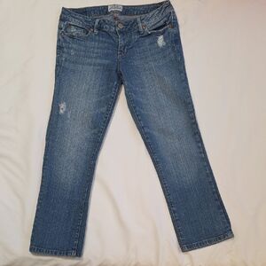 Aeropostale Blue Straight Leg Distressed Capris